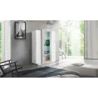 Showcase 3 Doors Living Room White and Anthracite Wood, Cement or Maple - Therese Viadurini