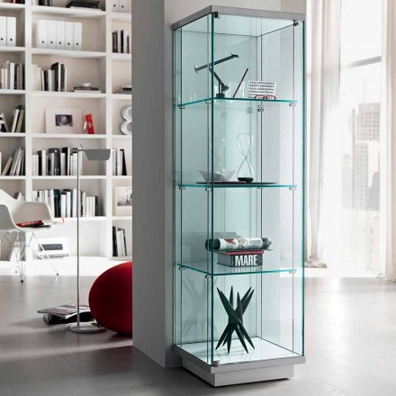 Column Showcase in Transparent Glass with Right or Left Knob - Antonia Viadurini