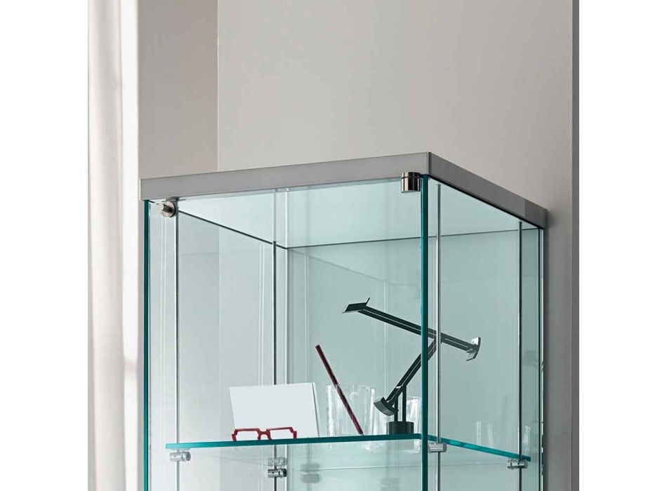 Column Showcase in Transparent Glass with Right or Left Knob - Antonia Viadurini
