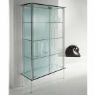 Wall Showcase in Transparent Glass and Metal with 2 Design Doors - Lorella Viadurini