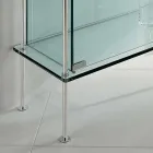 Wall Showcase in Transparent Glass and Metal with 2 Design Doors - Lorella Viadurini