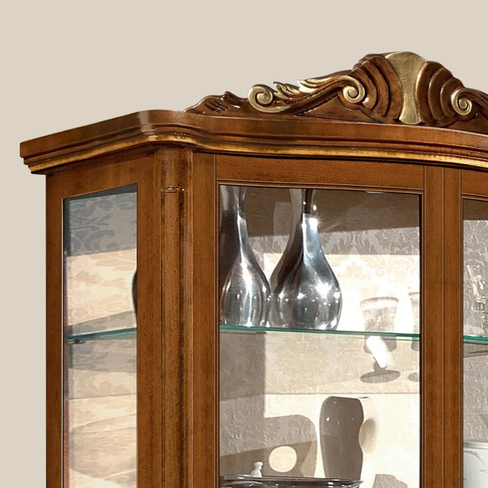 Classic Showcase in Bassano Walnut Wood Two Doors Made in Italy - Chantilly Viadurini