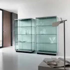Wall-mounted display cabinet in transparent glass 2 doors with lock - Antonia Viadurini