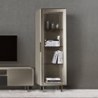 Living room display cabinet with 1 door in MDF, nickel finish, Made in Italy - Hilde Viadurini