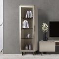 Living room display cabinet with 1 door in MDF, nickel finish, Made in Italy - Hilde