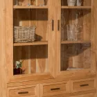 Sanda Solid Teak Living Room Display Cabinet with 4 Doors and 3 Drawers Viadurini