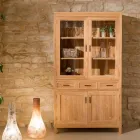 Sanda Solid Teak Living Room Display Cabinet with 4 Doors and 3 Drawers Viadurini