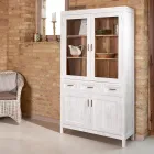 Sanda Solid Teak Living Room Display Cabinet with 4 Doors and 3 Drawers Viadurini