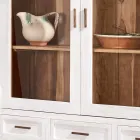 Sanda Solid Teak Living Room Display Cabinet with 4 Doors and 3 Drawers Viadurini