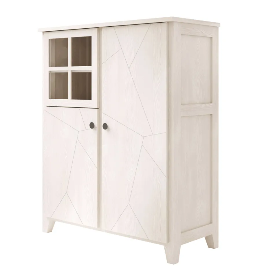 Living Room Showcase Structure in Solid Fir Wood Made in Italy - Pascual Viadurini