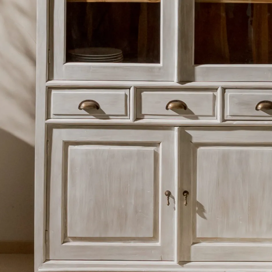 Solid Teak Display Cabinet with 4 Doors and 3 Drawers - Aikido Viadurini