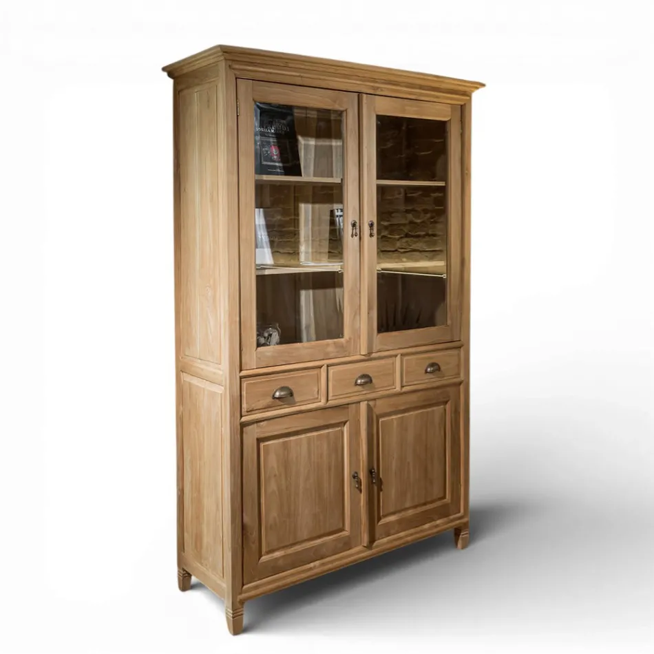 Solid Teak Display Cabinet with 4 Doors and 3 Drawers - Aikido Viadurini