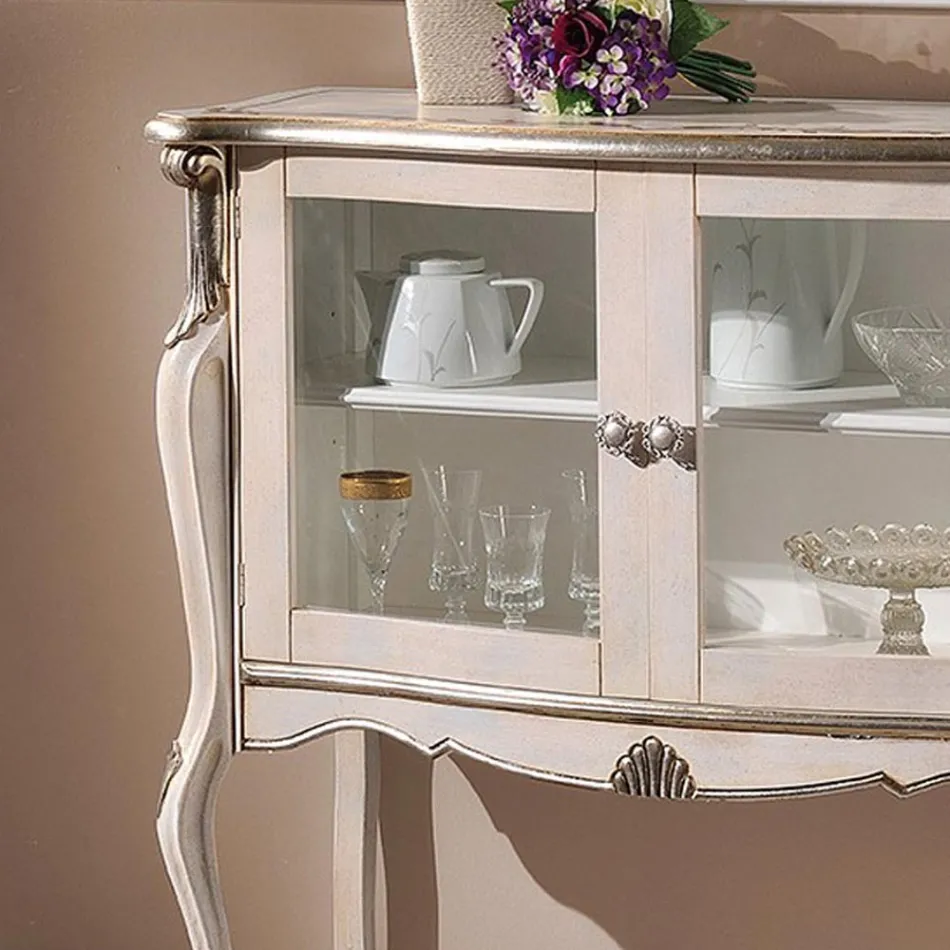 Living Room Showcase 2 Doors in Walnut or White Wood Made in Italy - London Viadurini