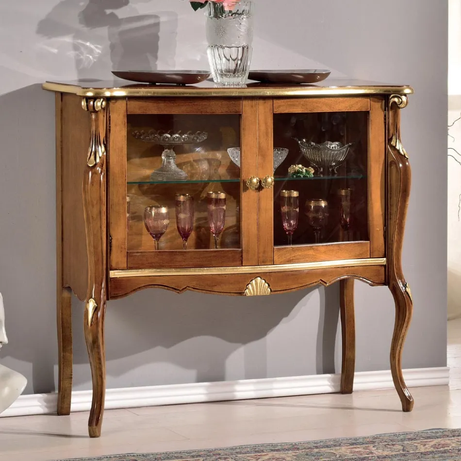 Living Room Showcase 2 Doors in Walnut or White Wood Made in Italy - London Viadurini