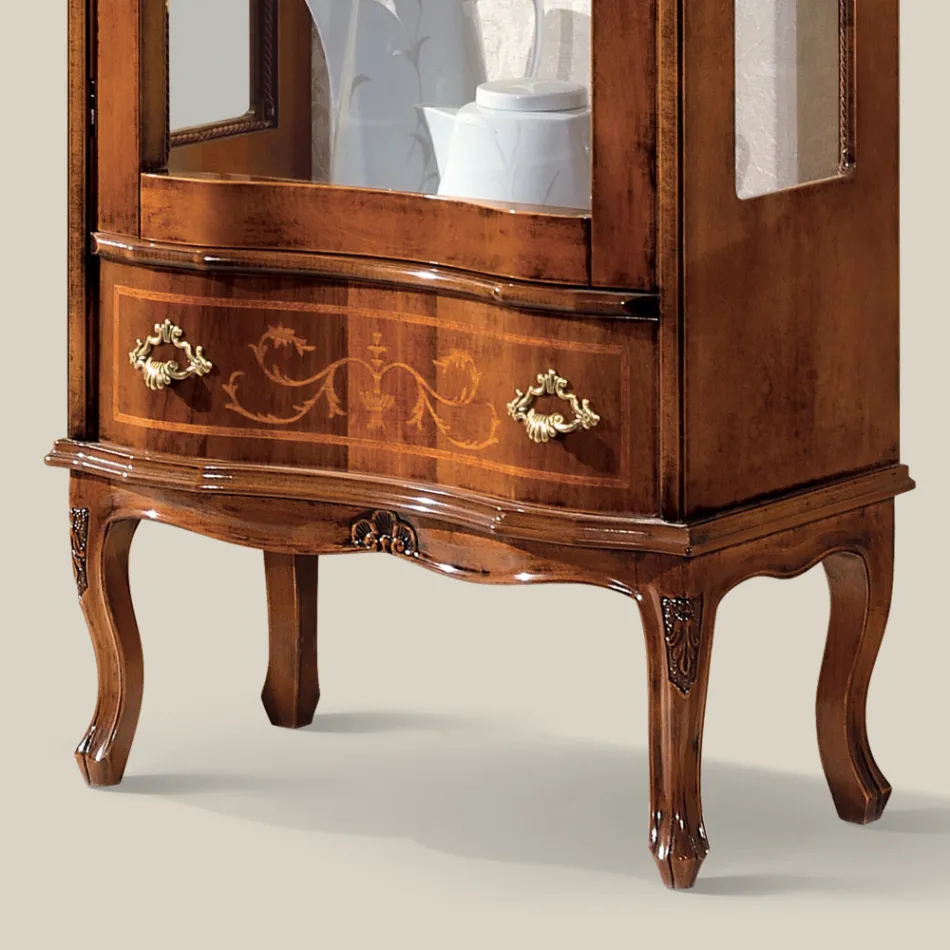 Classic Living Room Showcase Walnut Wood with Door Made in Italy - Versaille Viadurini