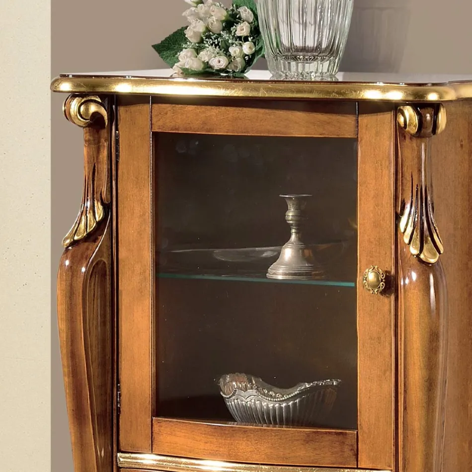 Living Room Showcase with 1 Glass Door and 3 Drawers Made in Italy - London Viadurini