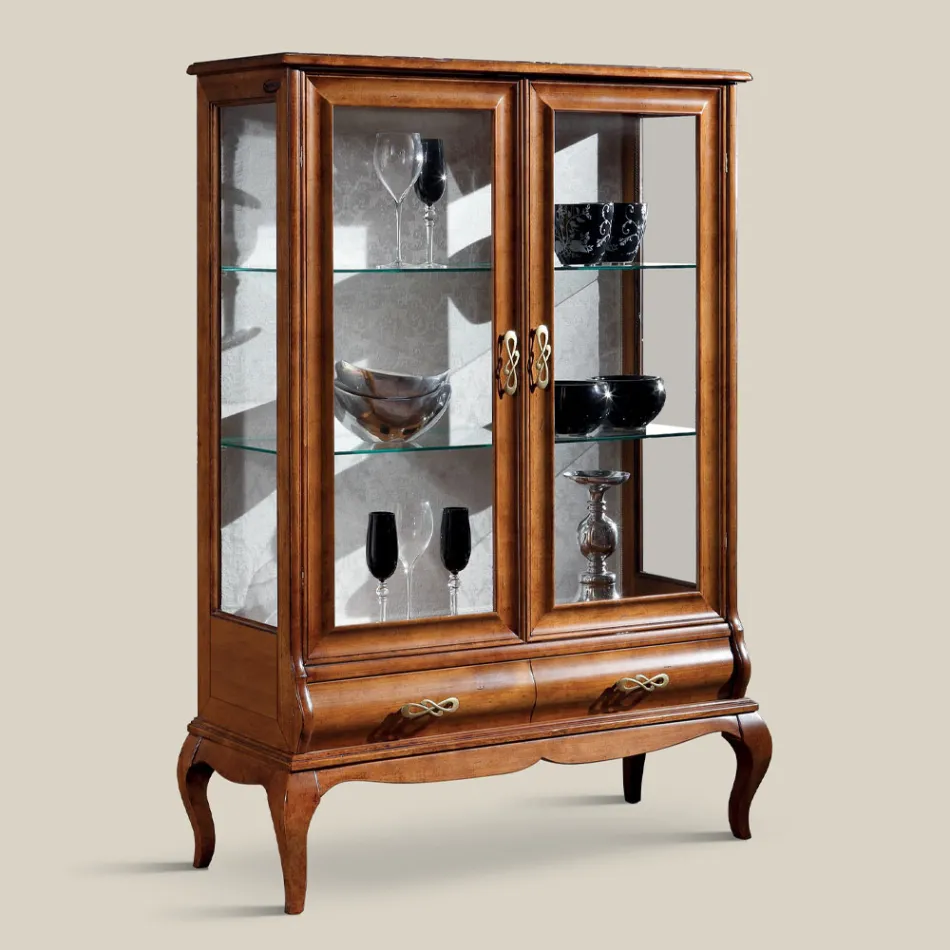 Luxury Living Room Showcase in Classic Walnut Wood Made in Italy - Hastings Viadurini