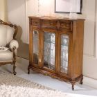 Living Room Display Cabinet in Wood with Door and 3 Drawers Made in Italy - Richard Viadurini