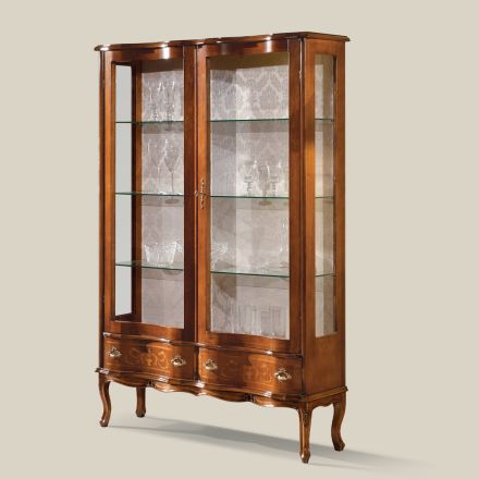 Classic Style Wooden Showcase with Doors and Drawers Made in Italy - Versaille Viadurini