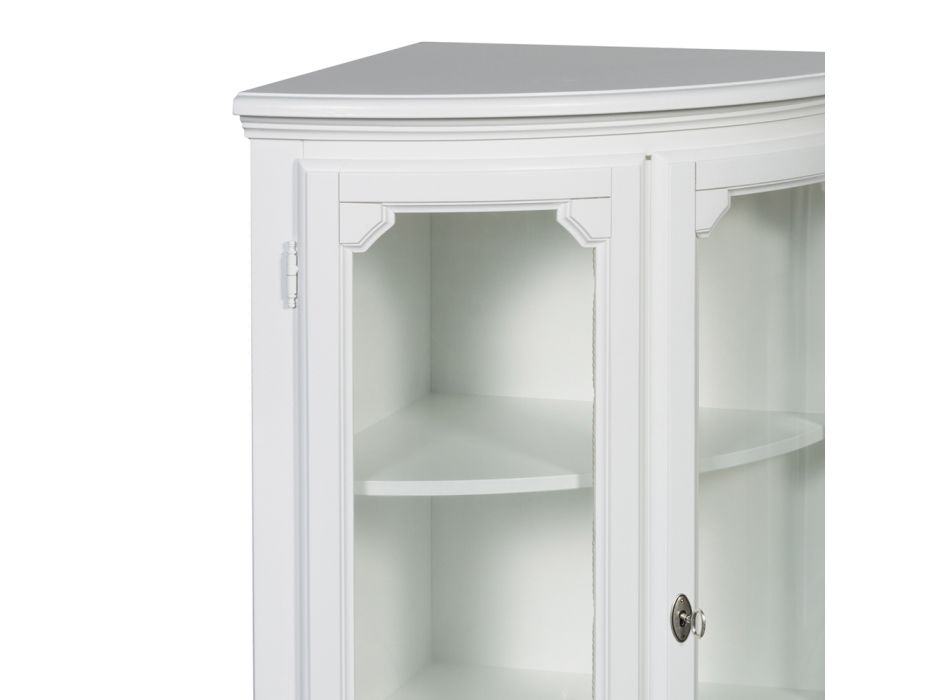 Low Corner Display Cabinet in White Lacquered Wood Made in Italy - Garang Viadurini