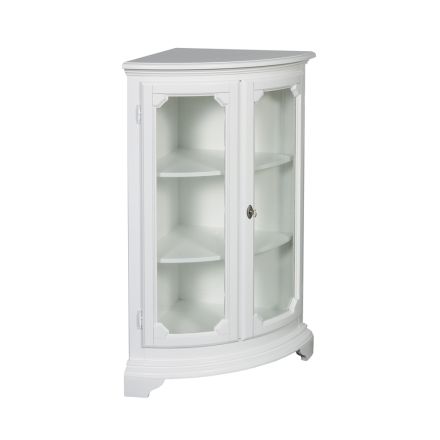 Low Corner Display Cabinet in White Lacquered Wood Made in Italy - Garang Viadurini