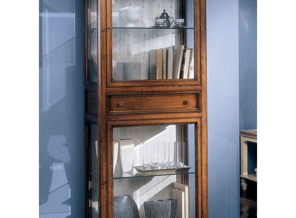 High display cabinet with 2 doors and 1 drawer in Bassano wood, France Made in Italy - Kidili Viadurini