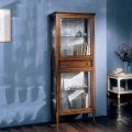 High display cabinet with 2 doors and 1 drawer in Bassano wood, France Made in Italy - Kidili