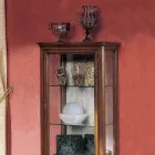 Showcase with 1 Drawer, 1 Door and Glass Shelves Made in Italy - Anansi Viadurini