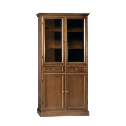 Display cabinet with 2 drawers, 2 wooden doors and 2 glass doors Made in Italy - Camene Viadurini
