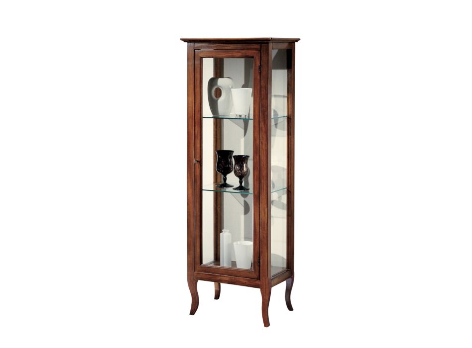Showcase with Glass Shelves and Upholstered Back Made in Italy - Assur Viadurini