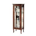 Showcase with Glass Shelves and Upholstered Back Made in Italy - Assur