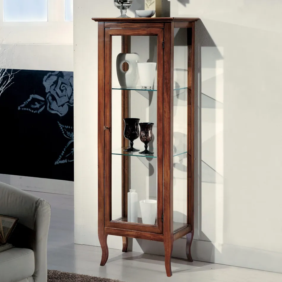 Showcase with Glass Shelves and Upholstered Back Made in Italy - Assur Viadurini