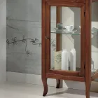 Showcase with Glass Shelves and Upholstered Back Made in Italy - Assur Viadurini