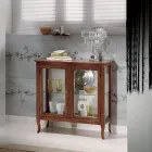 Showcase with Glass Shelves and Upholstered Back Made in Italy - Assur Viadurini