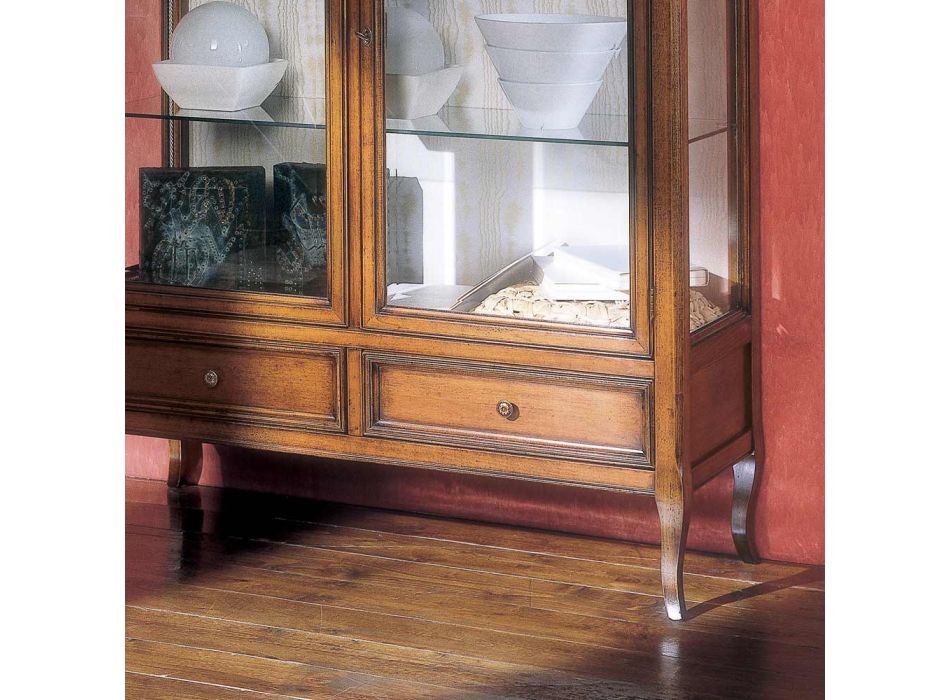Bassano Francia wooden display cabinet with 2 drawers and 2 doors Made in Italy - Dilga Viadurini