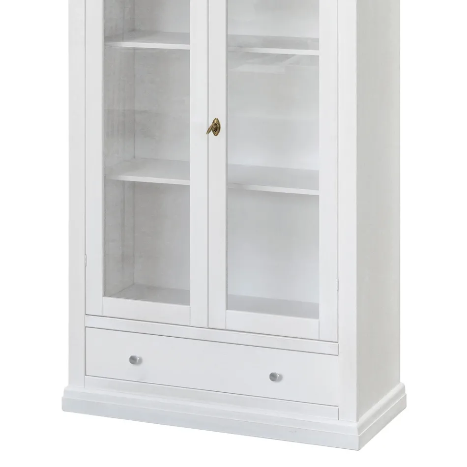 Wooden display cabinet with 1 drawer, 2 doors and 2 shelves Made in Italy - Nanna Viadurini
