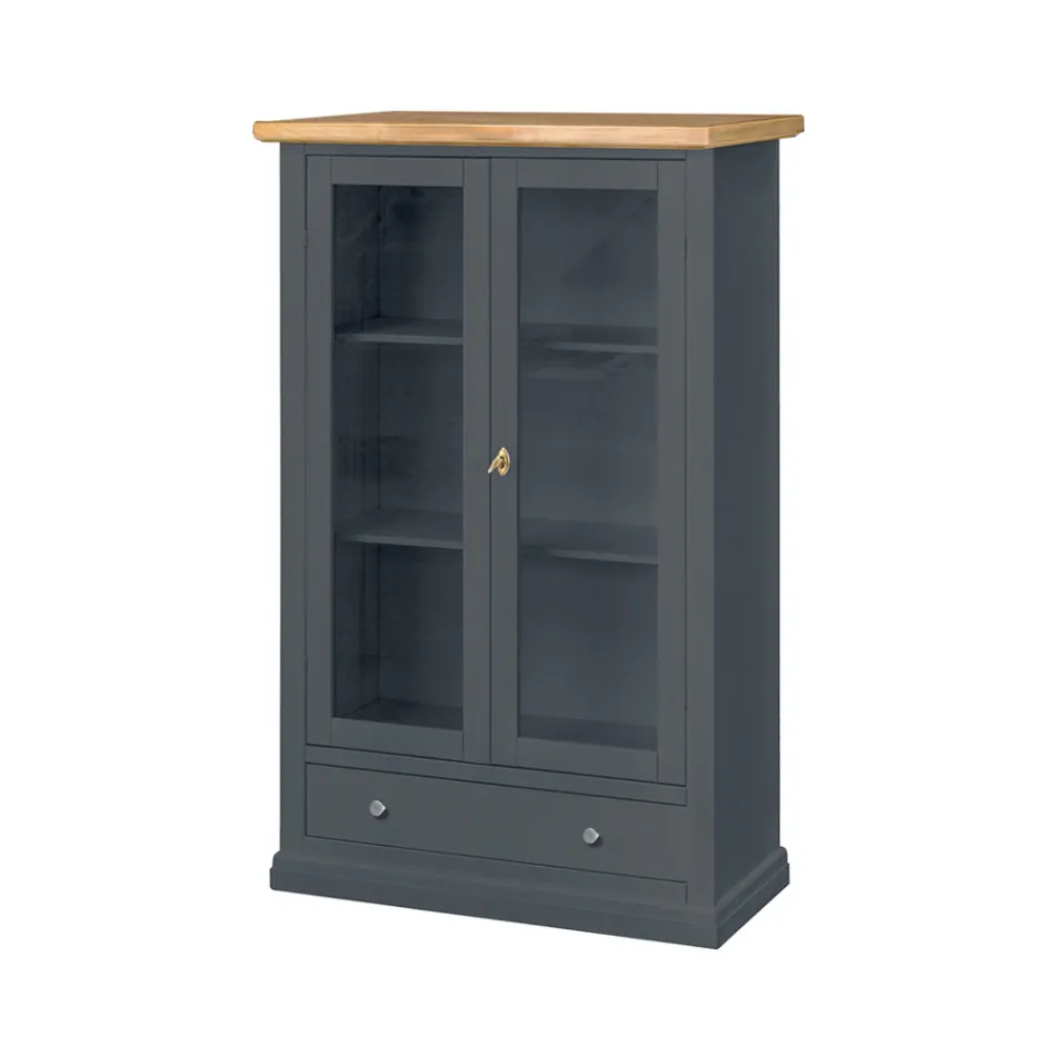 Wooden display cabinet with 1 drawer, 2 doors and 2 shelves Made in Italy - Nanna Viadurini