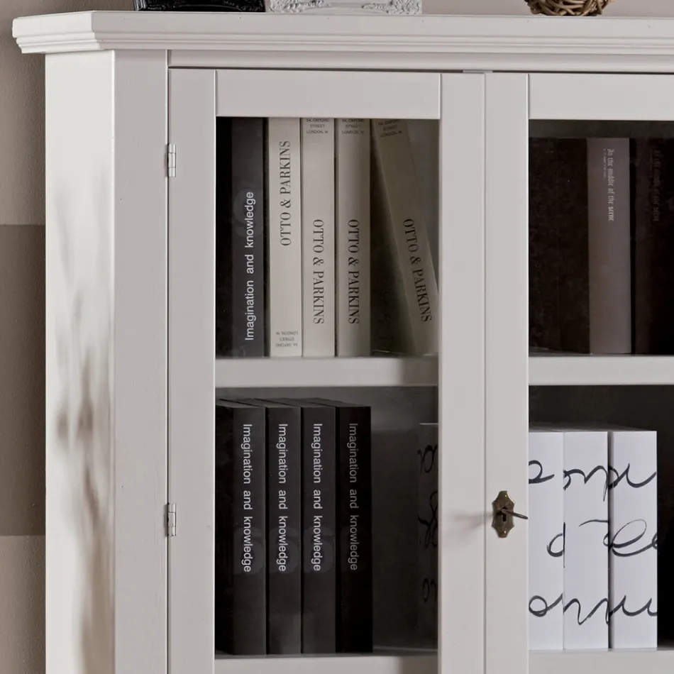 Wooden display cabinet with 1 drawer, 2 doors and 2 shelves Made in Italy - Nanna Viadurini