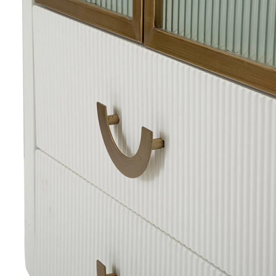 Wooden display cabinet with top and rounded inserts with 2 doors and 2 drawers - Rachel Viadurini