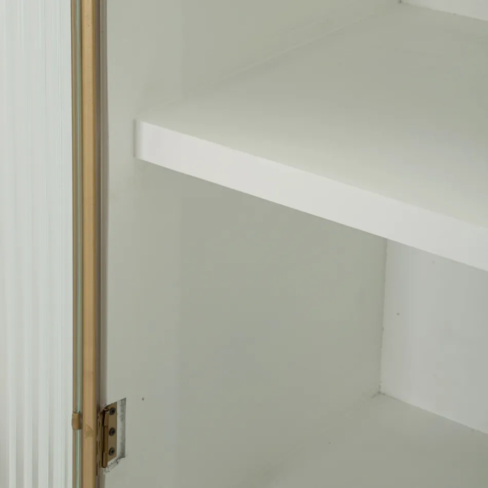 Wooden display cabinet with top and rounded inserts with 2 doors and 2 drawers - Rachel Viadurini