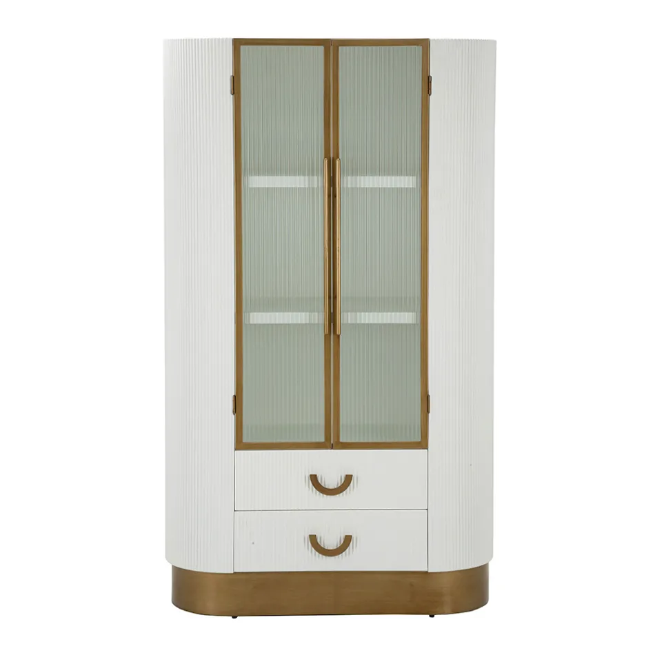 Wooden display cabinet with top and rounded inserts with 2 doors and 2 drawers - Rachel Viadurini