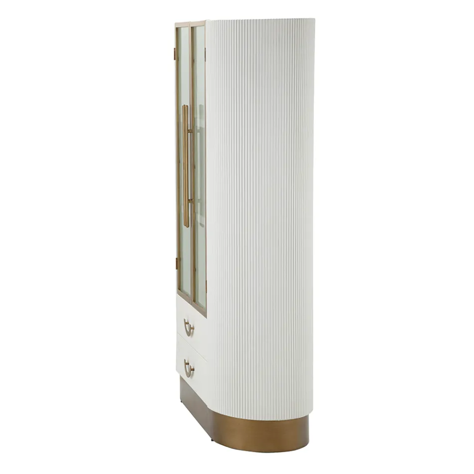 Wooden display cabinet with top and rounded inserts with 2 doors and 2 drawers - Rachel Viadurini