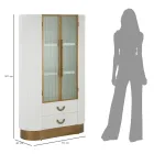 Wooden display cabinet with top and rounded inserts with 2 doors and 2 drawers - Rachel Viadurini