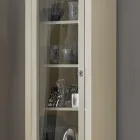 Wooden display cabinet with patinated ivory finish. Made in Italy - Fosta Viadurini