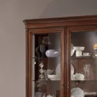 Wooden display cabinet in patinated walnut finish with lily decoration Made in Italy - Women Viadurini