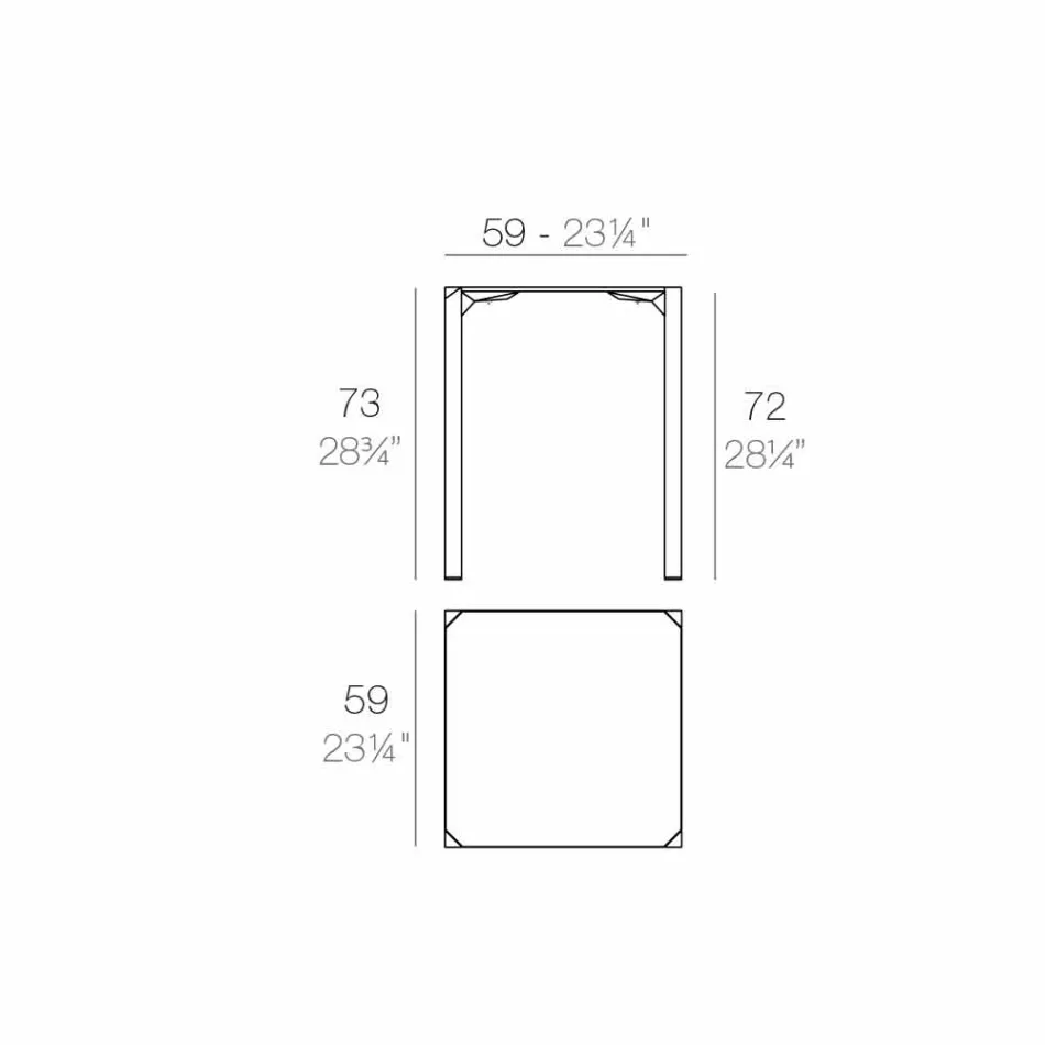 Vondom Quartz outdoor square table of modern design Viadurini
