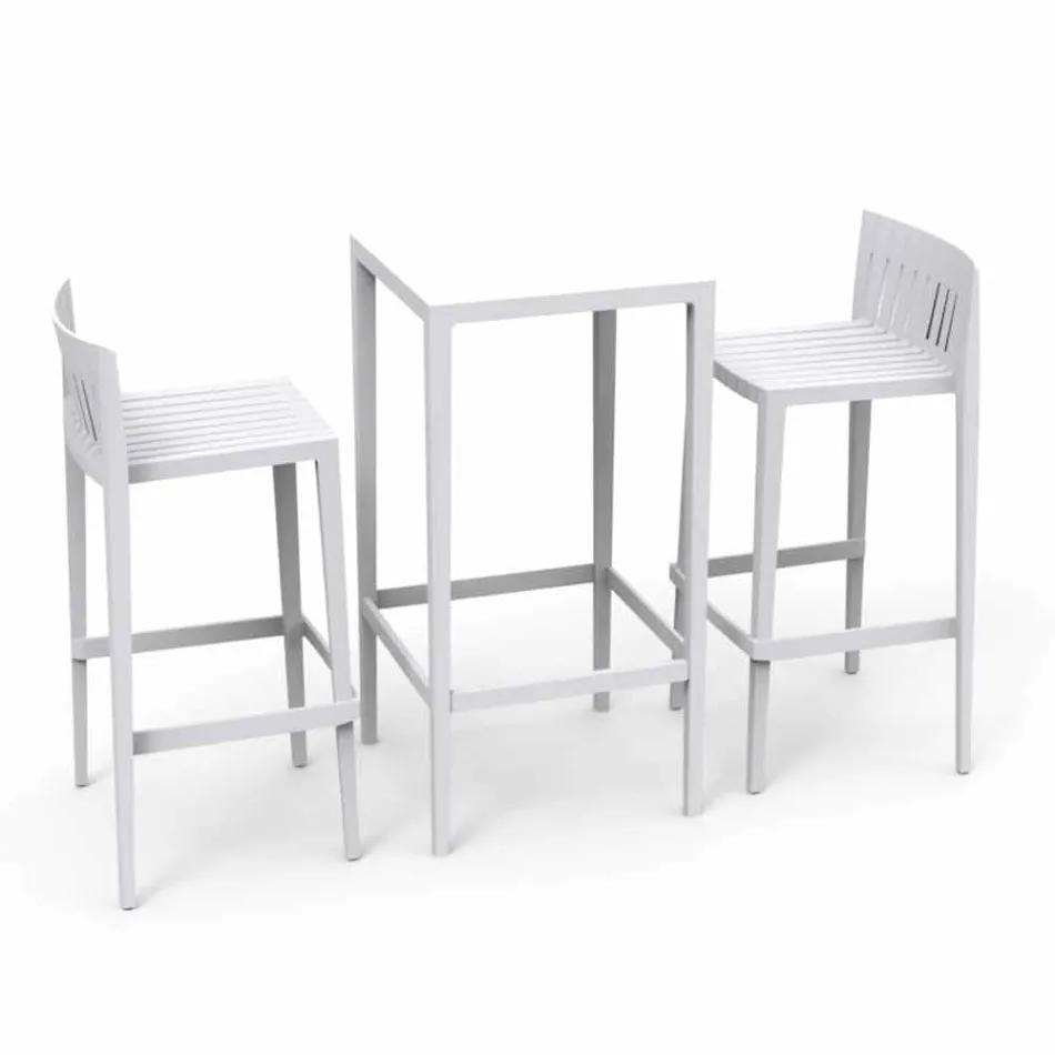 Vondom Spritz Set of garden table and two white design stools Viadurini