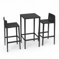Vondom Spritz outdoor set with table and 2 black stools, modern design