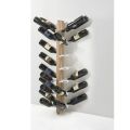 Zia Gaia double-sided floor bottle holder in wood and steel fixed to the wall