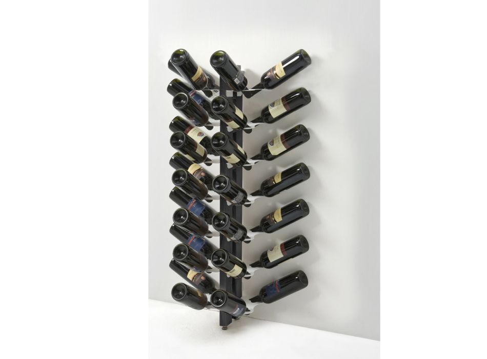 Zia Gaia double-sided floor bottle holder in wood and steel fixed to the wall Viadurini